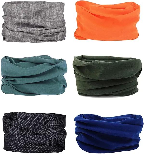 6 Stück Nahtlose Multifunktions-Stirnbänder für Sport - UV-Schutz, Elastisch