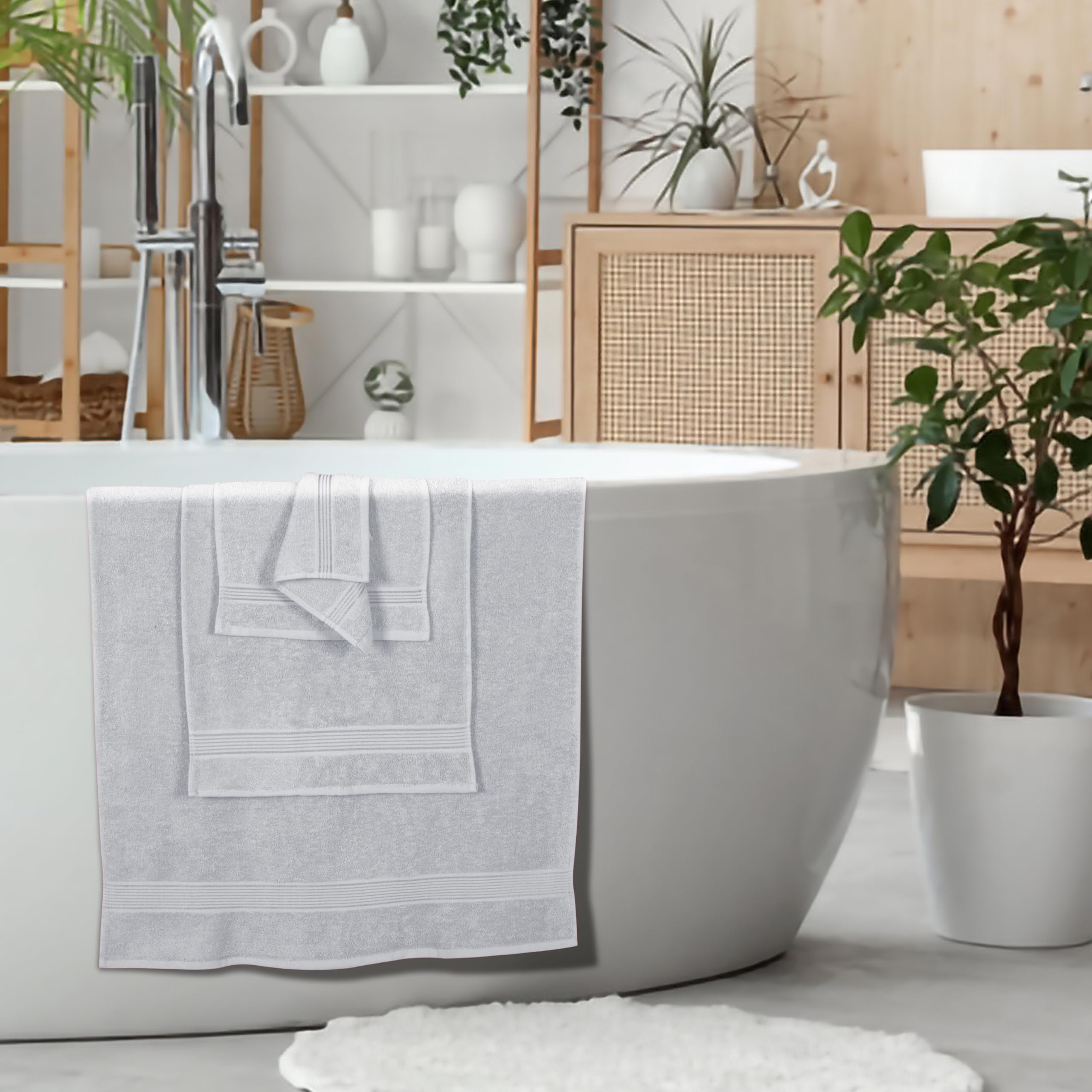 Belizzi Home Ultra miękki zestaw ręczników bawełnianych, zawiera 2 ręczniki kąpielowe 71 x 140 cm, 2 ręczniki do rąk 40 x 61 cm i 2 poszewki na pranie 30 x 30 cm, idealny do codziennego użytku