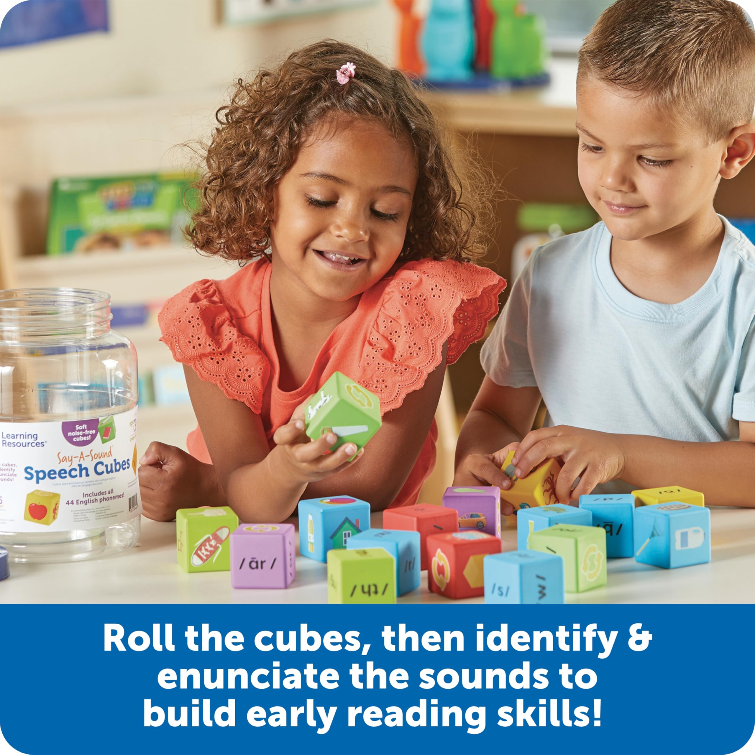 Learning Resources Say-a-Sound™ Sprachwürfel, Lernaktivitäten im Vorschulalter, ABC-Lernkarten, Sprachtherapie-Spielzeug, Geschenke für Kinder, ab 3 Jahren, 16 Stück