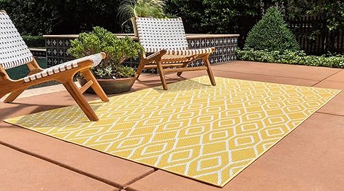 Miniatura 2 de Jill Zarin Outdoor Collection - Alfombra rectangular de 3 pies 3 pulgadas x 5 pies 3 pulgadas, color amarillo marfil y marfil