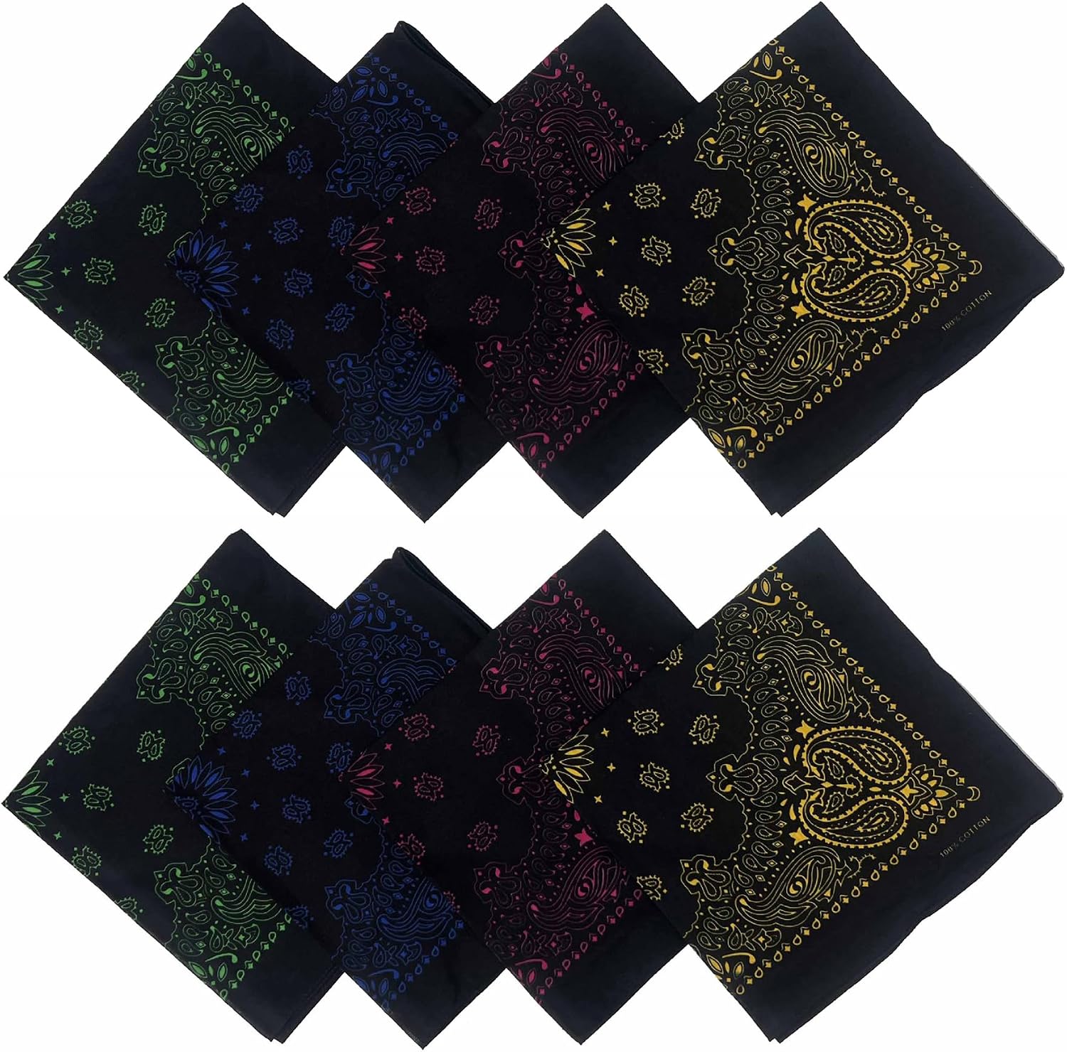 Paisley Bandanas 12 Piece Novelty Handkerchief Scarfs Headband Cotton Headwear