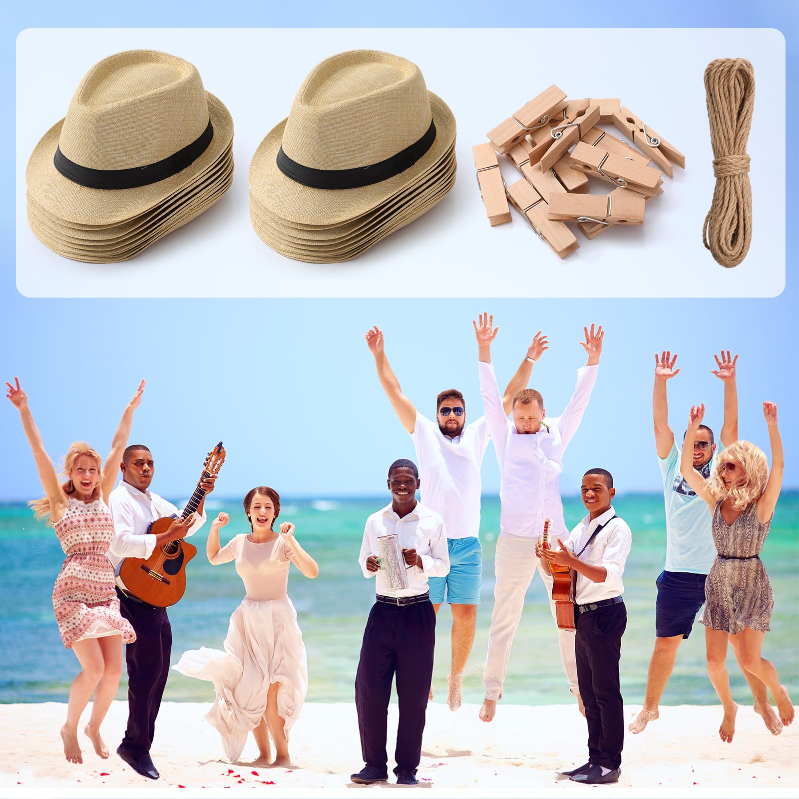 30 Pack Vintage Party Hats Fedora Panama 58cm for Adult Celebrations S2e678a52c456478fa58339ee4dcb5  main image 2