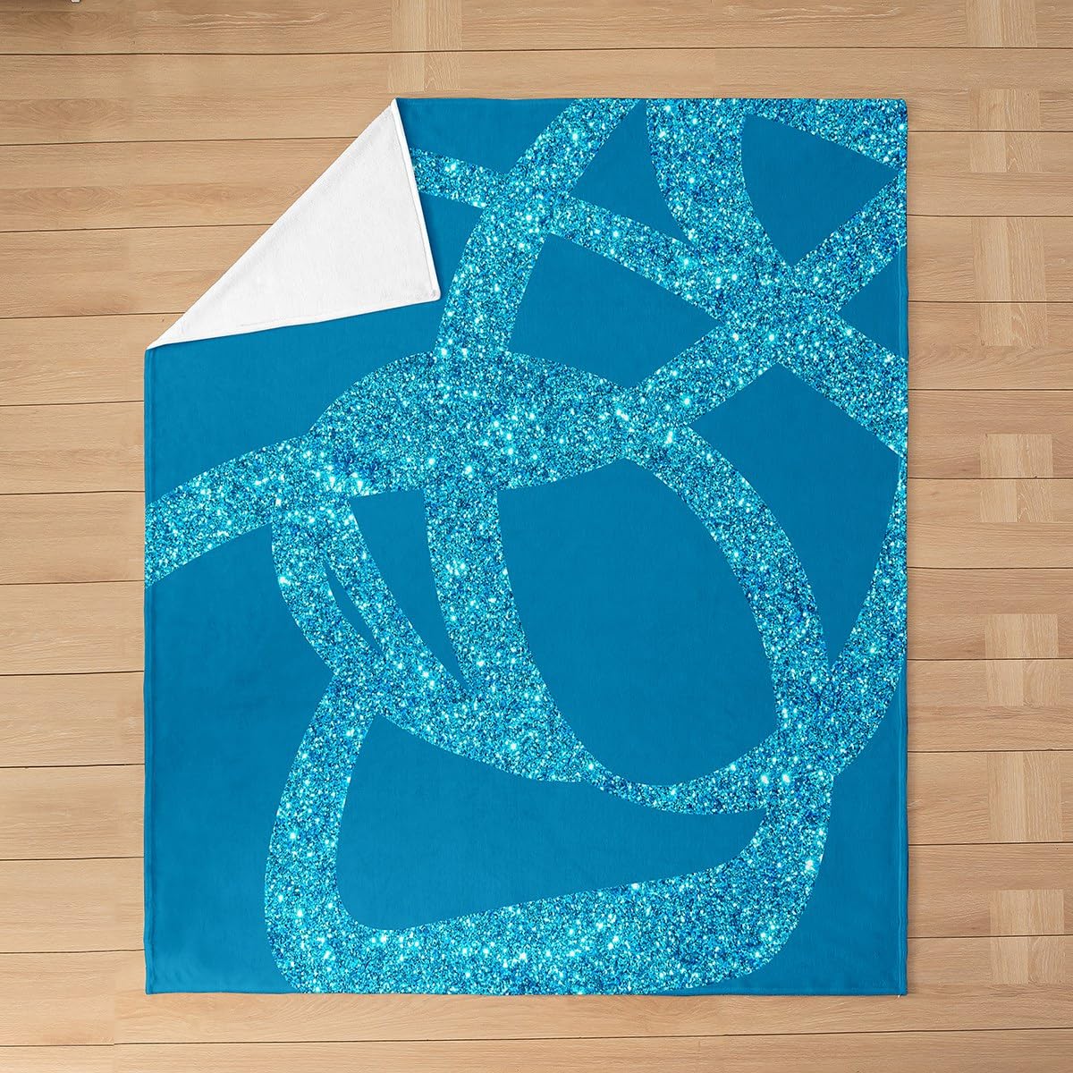 Coperta Queen Size In Flanella Glitterata Blu 228x228 Cm – Morbida, Leggera, Con Stampa Diamante, Per Letto E Divano