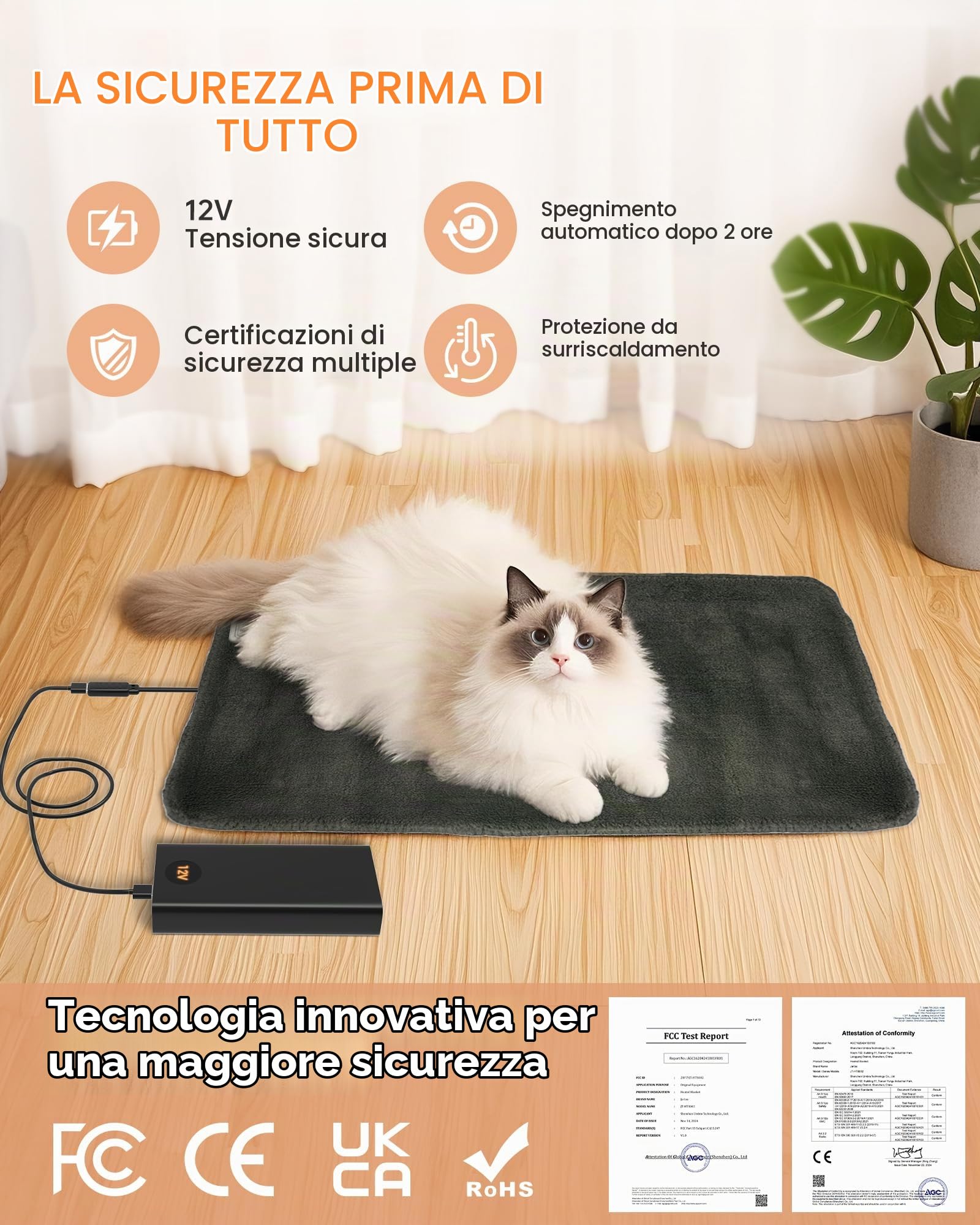 Jartoo Nano Termoforo Elettrico, Infrarossi Pad Elettrico per Cervicale Lombare Schiena, 12V Sicuro & ECO, Lavabile, Telecomando Portatile con 6 Livelli di Temperatura e Timer(30x60cm, Grigio)