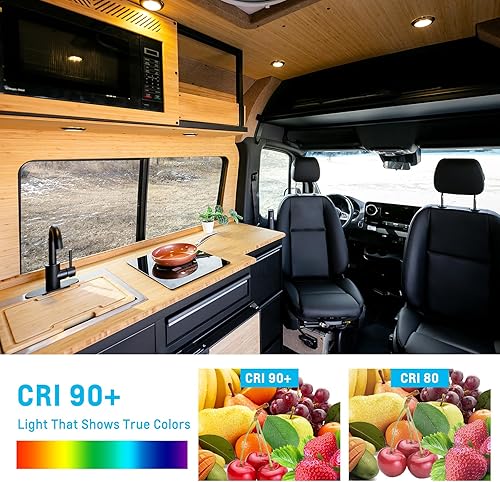 Miniatura 4 de acegoo Lámpara LED de techo para lancha de autocaravana, montaje en superficie, 12 V, 3 pulgadas, luz de disco para cámper, furgoneta, remolque,