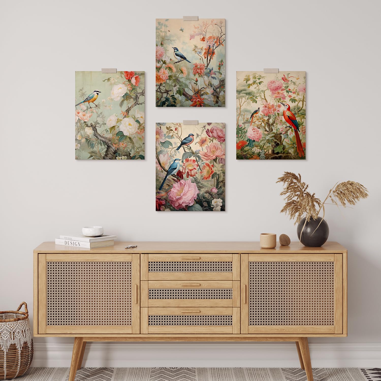 3枚セット-ジョナス 観賞 植物 インテリア キャンバスアート 模写 3枚セット 33×43cm アートパネル フレーム絵画 モンステラ