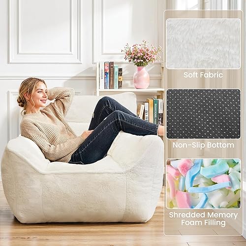 Vista 5 de Puf, sofá puff de piel sintética, con reposabrazos y respaldo resistente, adecuado para apartamentos, salas de estar, dormitorios, juegos, lectura