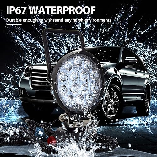 Miniatura 7 de RIGIDON Luz de trabajo LED de 4 pulgadas y 42 W con base magnética, luz redonda impermeable de 12 V 24 V, luces antiniebla LED para automóvil, SUV,