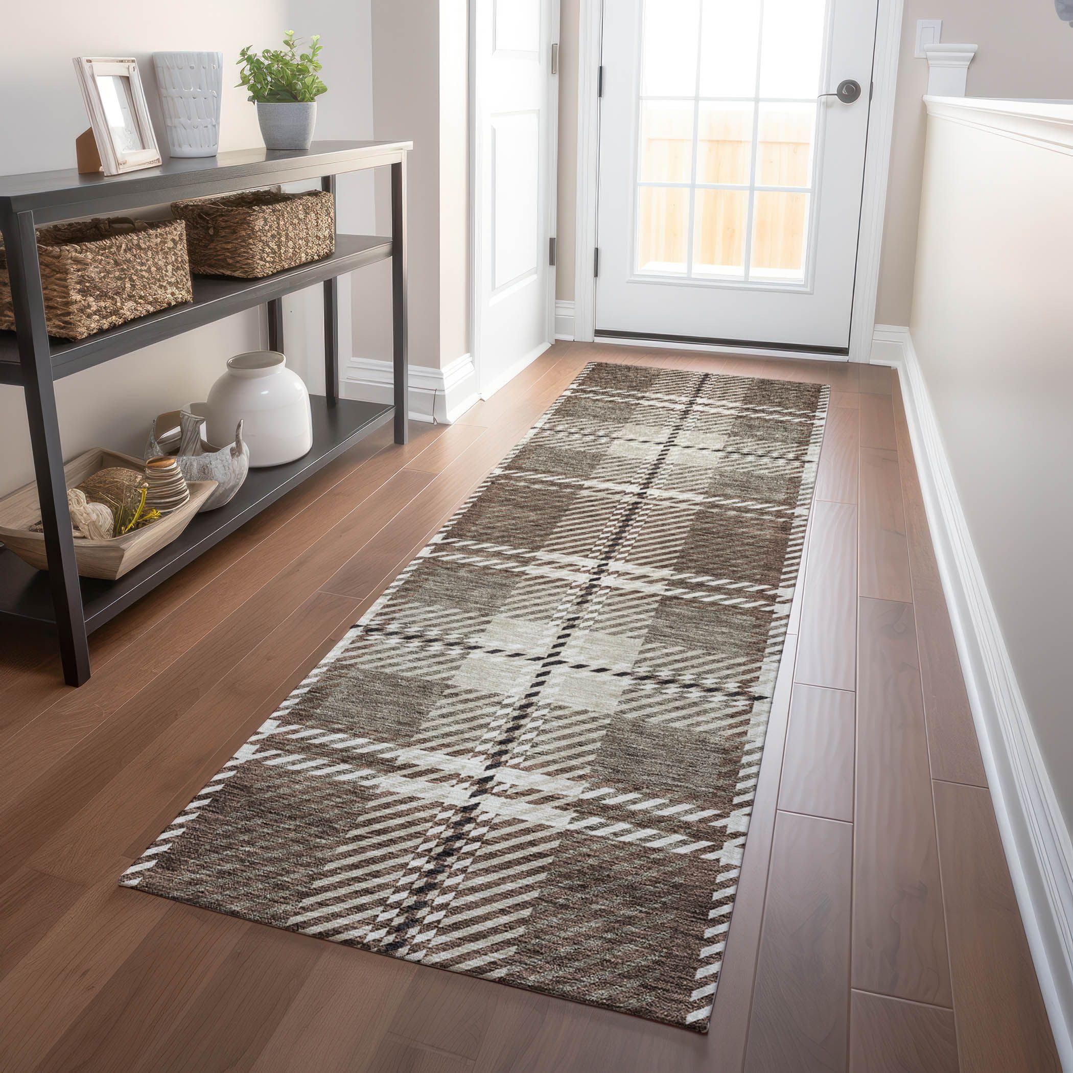 Addison Rugs Chantille ACN935 Brown 2'3" x 7'6" Indoor/Outdoor, Machine Washable, Easy Clean, Non Shedding, Bedroom, Living Room, Dining Room, Kitchen