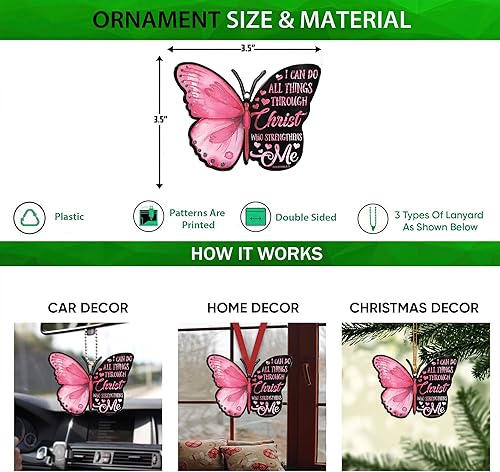 Miniatura 9 de Talataca Dios Fe Girasol Mariposa Jesús Cristiano I Can Only Imagine 2D Flat Car Espejo Retrovisor Accesorios Árbol de Navidad Decoración Colgante