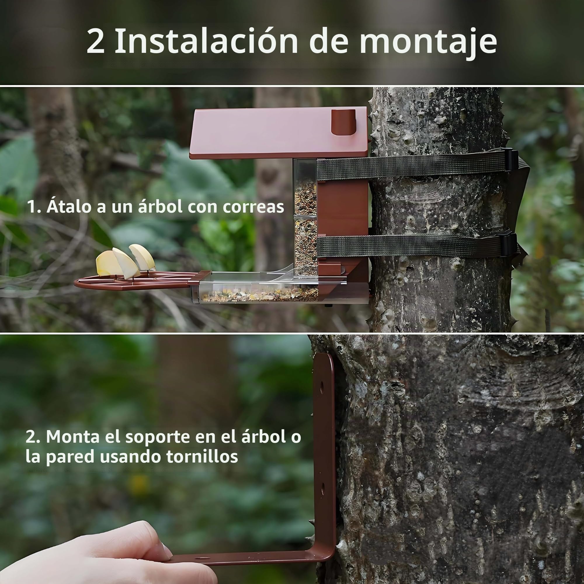 Comedero Pájaros con Cámara Casa Exterior Compatible con Soporte Cámara Blink Impermeable Gran Capacidad 1.6LB Estación Monitoreo Fauna (Cámara no Incluida)
