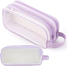 Bafiwu Trousse Scolaire, Fourniture Scolaire, Trousse Transparente 2 Compartiments, Trousse Crayon De Couleur Papeterie Aesthetic, Trousse Ecole Fourniture Scolaire Aesthetic pour Garçon Fille