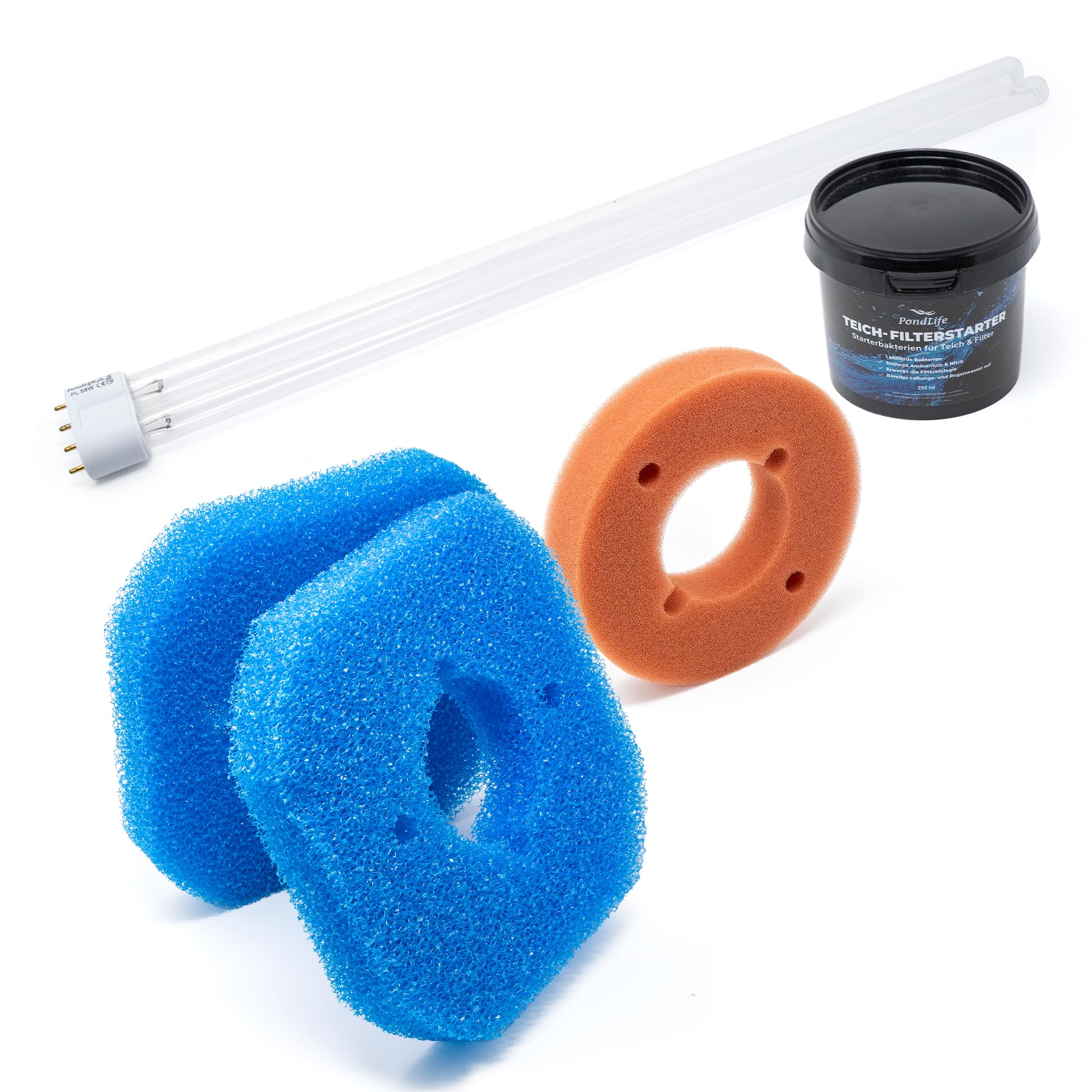 Wartungspaket kompatibel mit Oase FiltoClear 3000 Komplettset 3 Filterschwämme 9W UVC Ersatzlampe