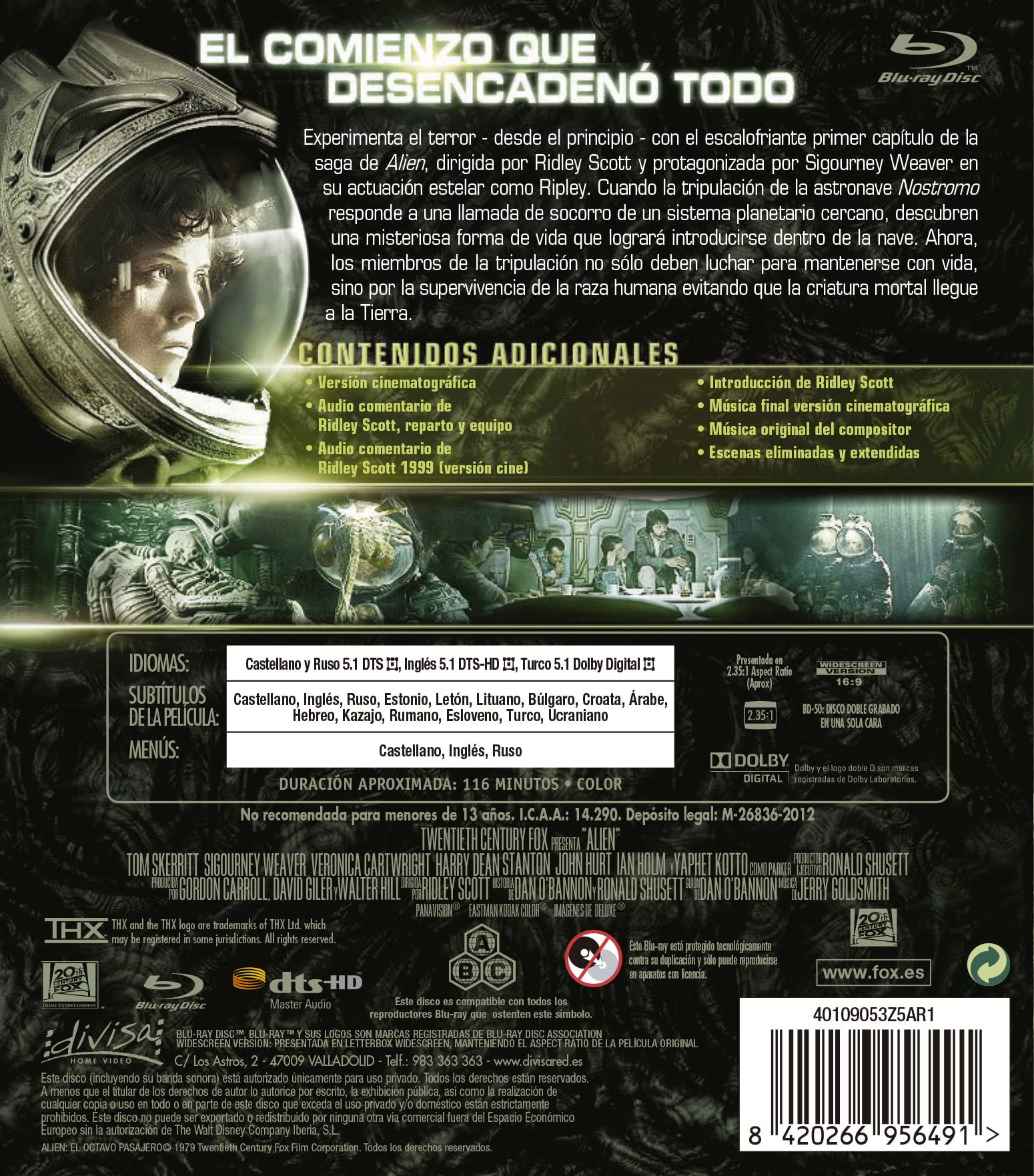 Alien 1: El Octavo Pasajero (Blu-ray)