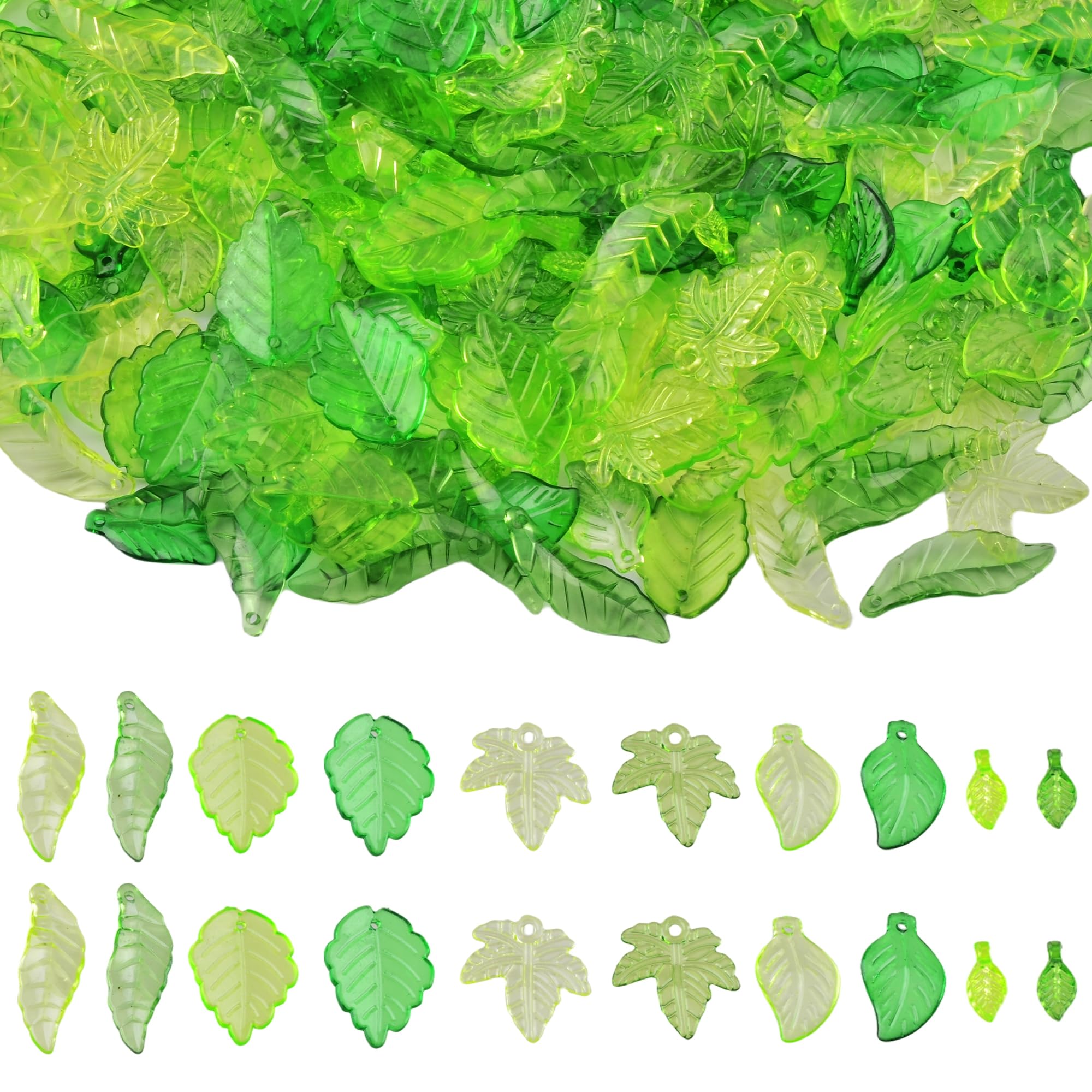 Leaf Beads 450PCS Green Beads for Jewelry Making Acrylic Green Leaf Charms Plant Bead for beaded plant Earrings Necklaces Bracelets DIY Crafts