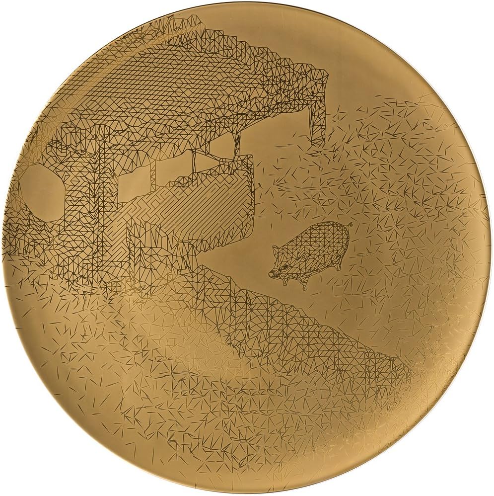 Rosenthal TAC Gold Large Service Plate Palazzo RORO II Piglet, 13 inch Premium porcelain New in Gift Box