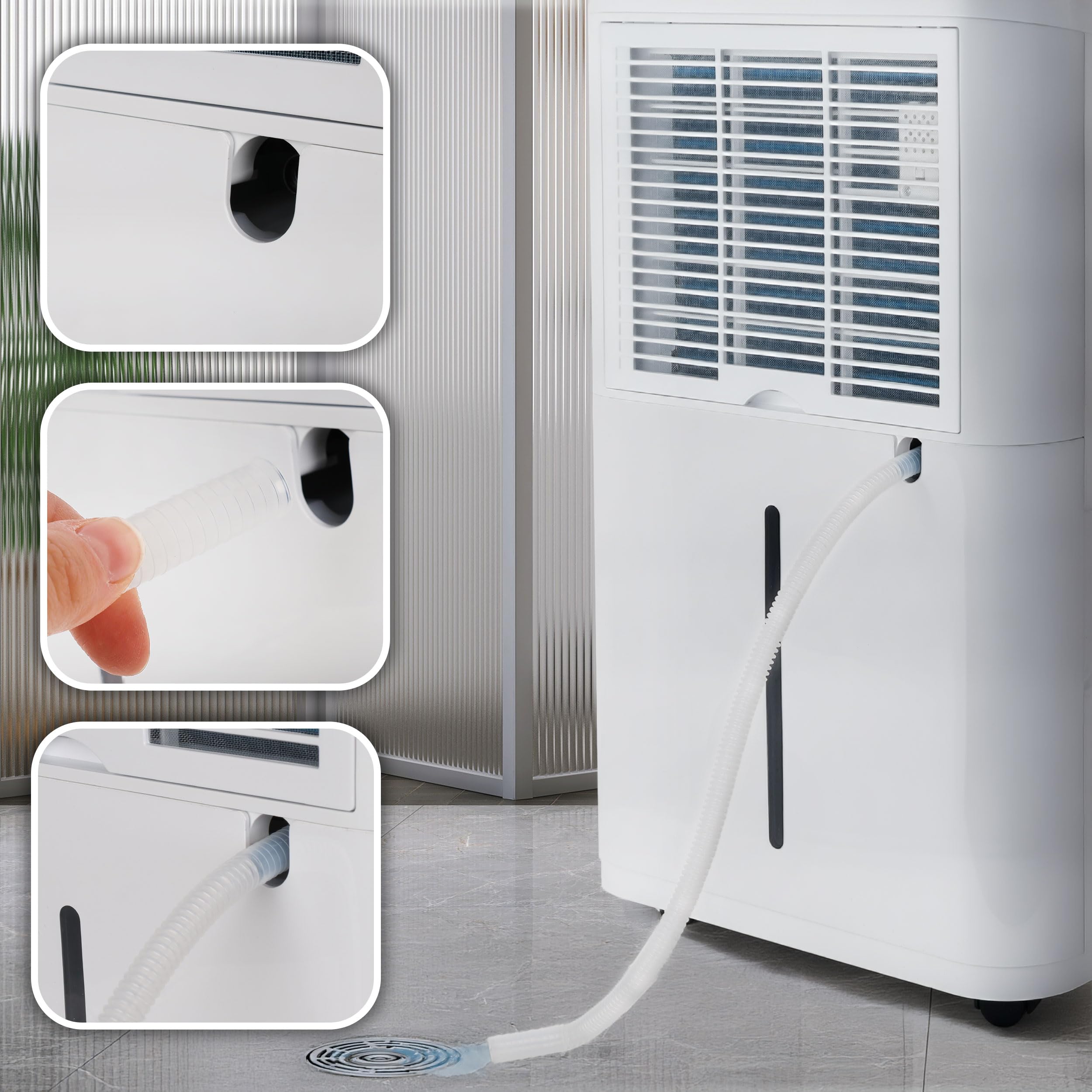 EBERG AZARI osuszacz powietrza 20 l/24 h, higrostat, suszenie prania, zbiornik 6,5 l, LCD, timer, ciągły drenaż, do domu i piwnicy, biały