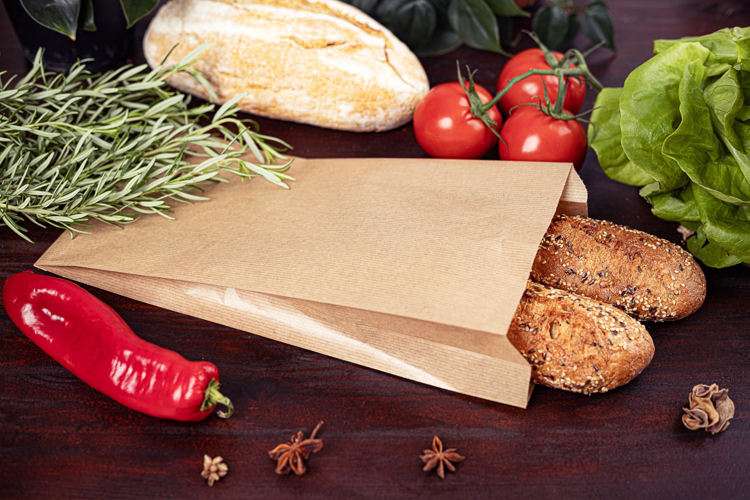 1000 Sacchetti 12 x 4,5 x 21 cm di carta marroni | sacchetto regalo | sacchetti carta per alimenti | buste piccoli | busta regalo grande | sacchi per alimenti | Cibo | Kraft | Pane | Panino