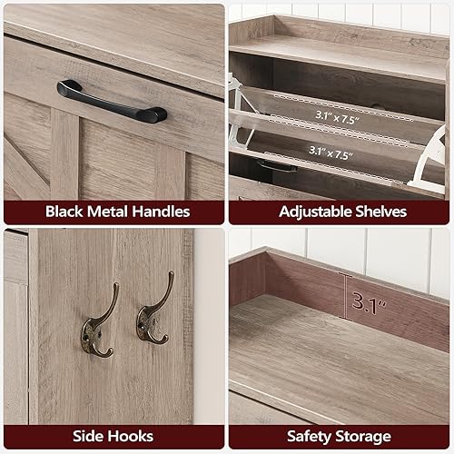 Vista 26 de SHWT9401 Gabinete de almacenamiento de zapatos, organizador de zapatos con 2 cajones abatibles, almacenamiento oculto de zapatos para entrada