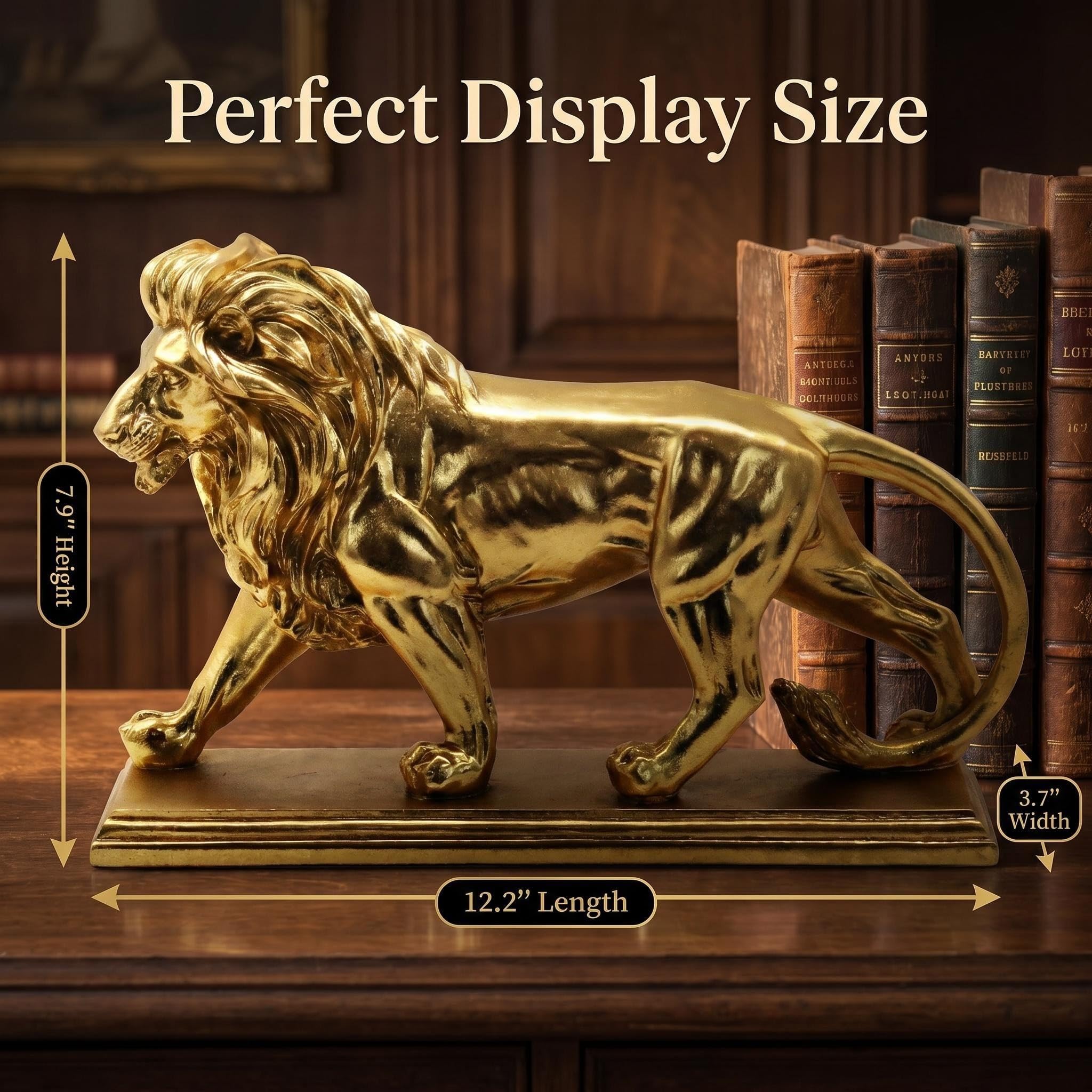 Decorazione per la casa, scultura decorativa a forma di leone dorato, decorazione creativa per mensole, soggiorno, libreria, scrivania da ufficio, regalo unico per altri