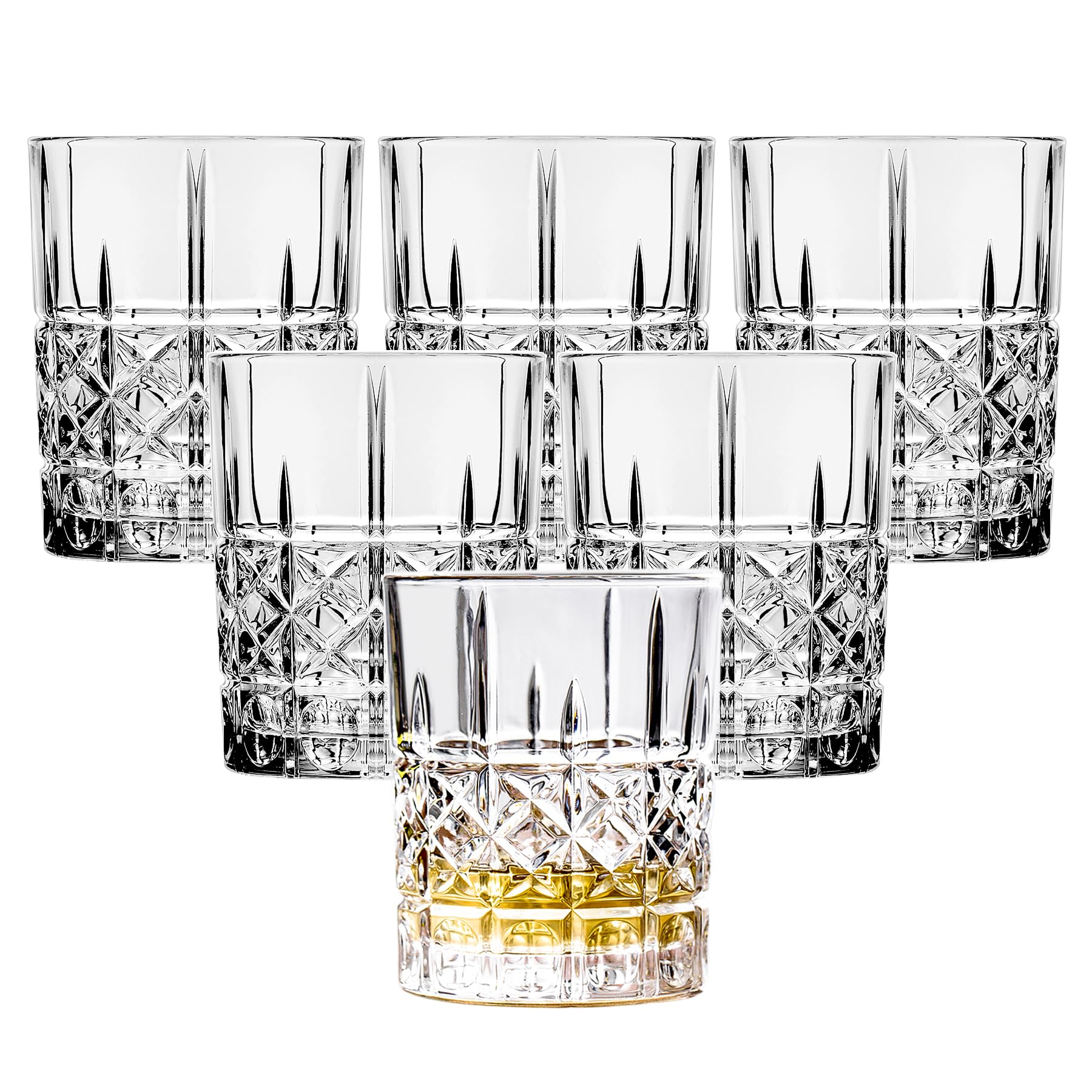 binsakao Whiskey Glasses - Premium 11.5 OZ Scotch Glasses Set of 6 - Old Fashioned Whiskey Glasses - Scotch Bourbon Whiskey Tumblers - Bar Glassware for Bourbon Rum