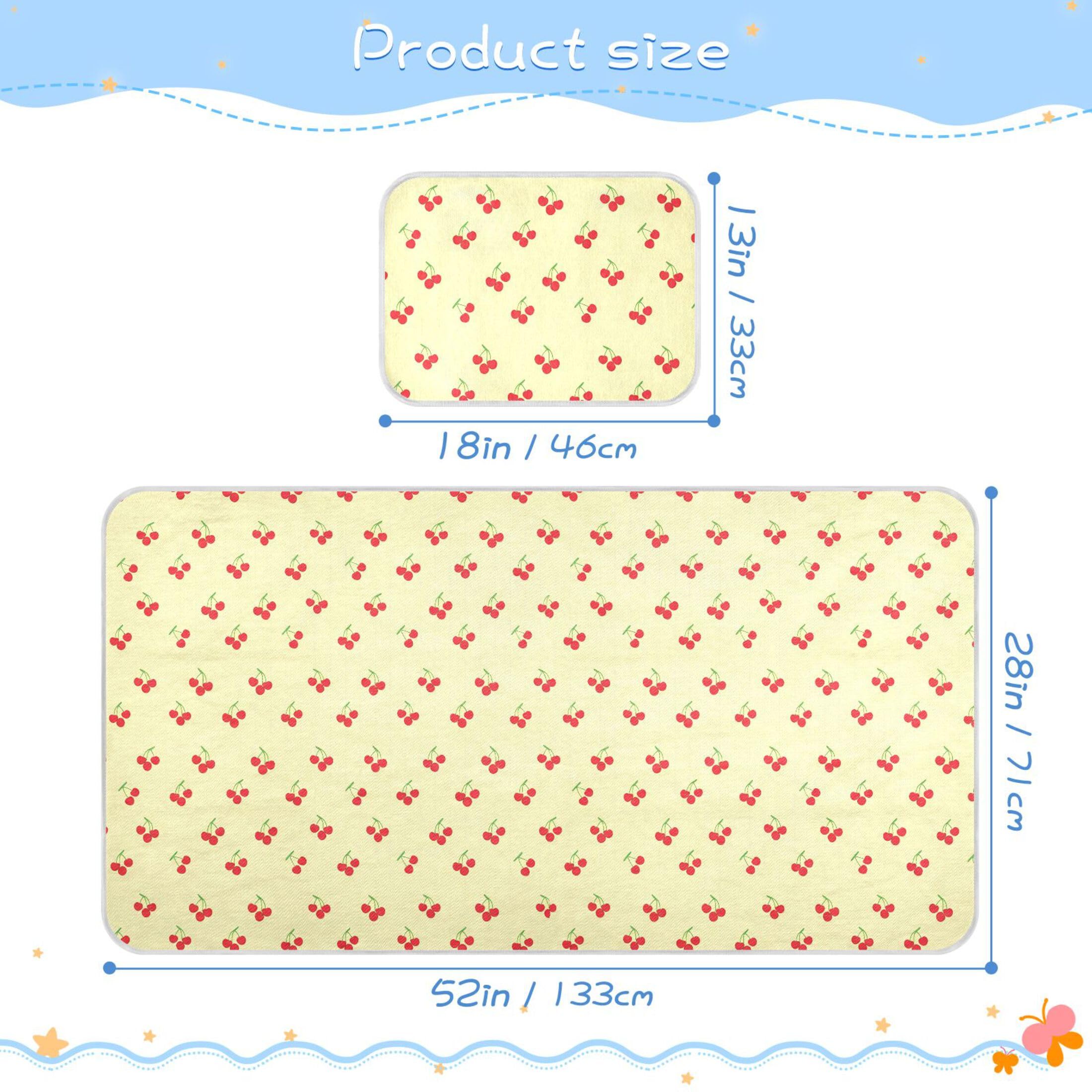 Takiito Small Cherries Baby Cooling Mattress Pad, Soft & Breathable Cooling Mat Keep Baby Cool in Summer 28x52 in, Nursery Essential