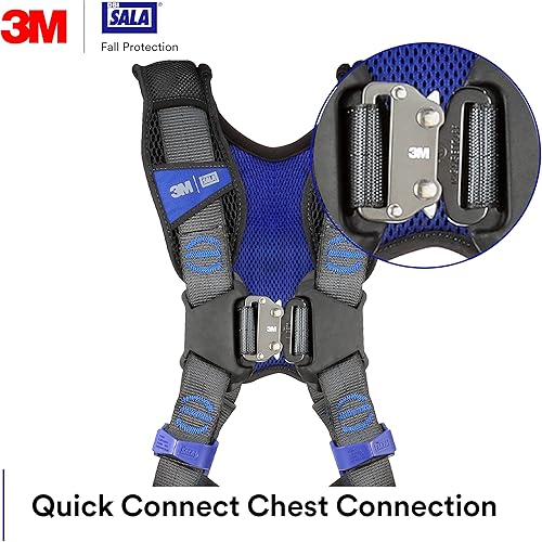 Miniatura 4 de 3M DBI-SALA ExoFit X300 X-Style Arnés de seguridad para construcción de posicionamiento, acolchado de espalda y cadera, hebillas de conexión rápida