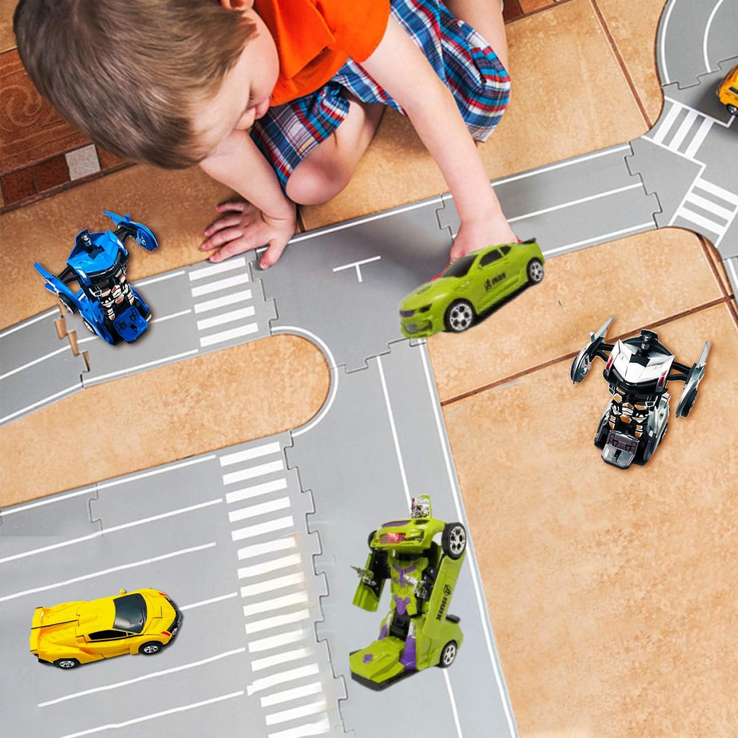 VRION® Toy Deform Robot Car for Kids,Go Action 2 in 1 Robot Car with LED Lights(Green) (Robot (Pack 0f 1) 3
