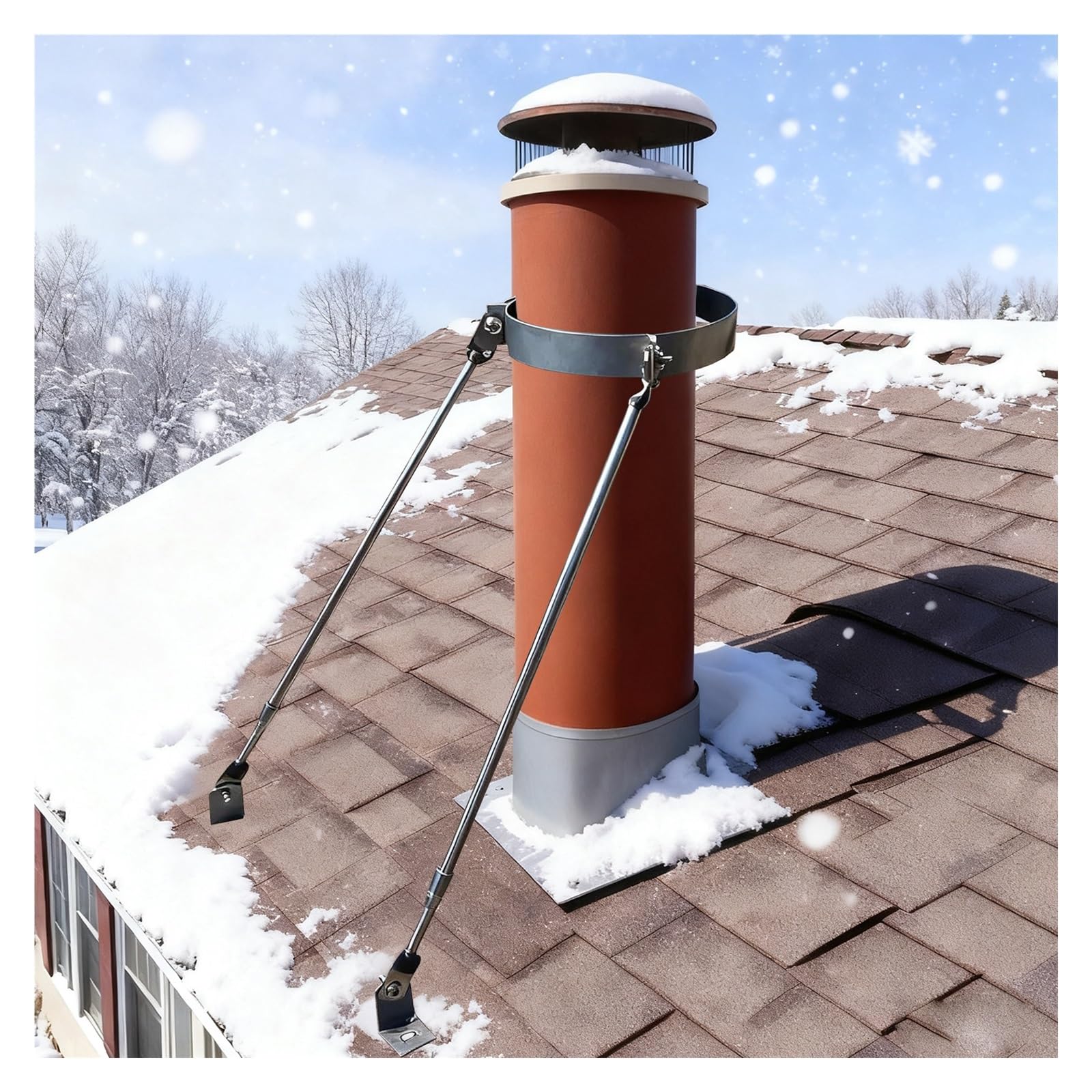 Soporte de techo de acero inoxidable premium para reforzar chimeneas de exterior