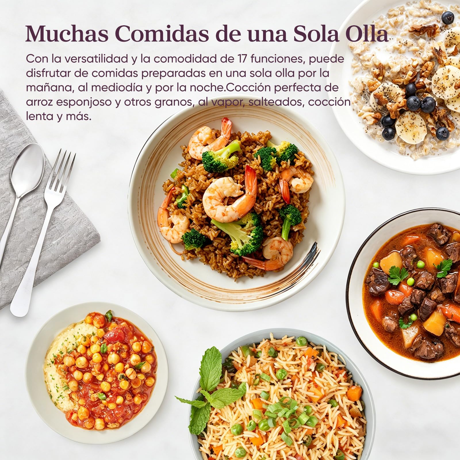 COSORI Arrocera Electrica 1,8 L para 1-10 Personas, 17 Programas, Incluye 50 Recetas, Lógica Difusa, Vaporera con Inserto de Acero Inoxidable, Mantener Caliente, Temporizador