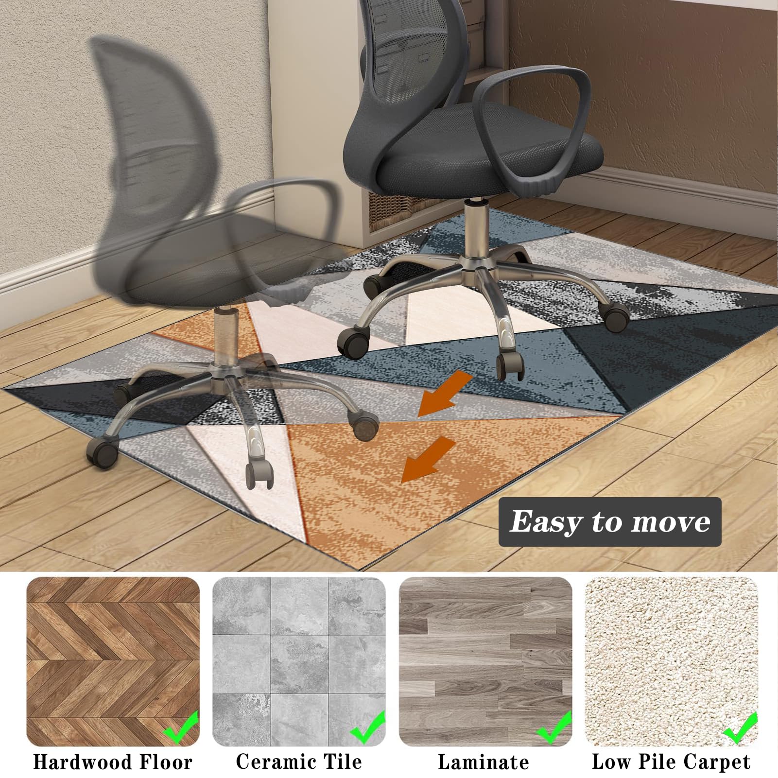 JaevKwzy Chair mat for Hard Floors Heavy Duty Office Chair Mats for Carpeted and Hardwood Floor Carpet Protector Chair Mat Floor Mats Wood/Tile Protection Mat for Office & Home 140 x 180 cm - Image 5
