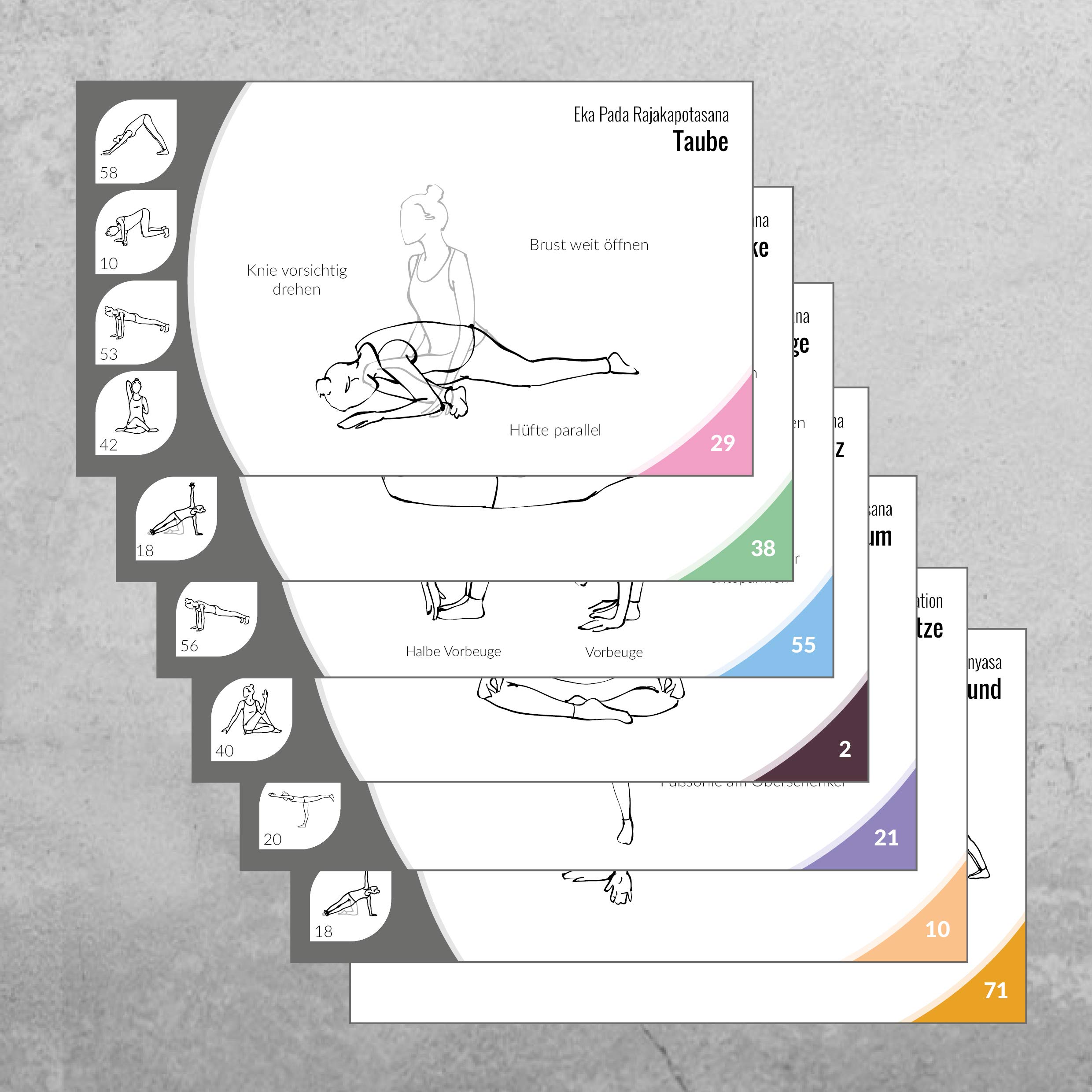 YOGA Karten, für Anfänger und Fortgeschrittene, mit 60 Yogaübungen, mit Online-Einführungs-Kurs, mit Meditationen und Atemübungen zum Anhören, Yoga Box (neue Verpackung)