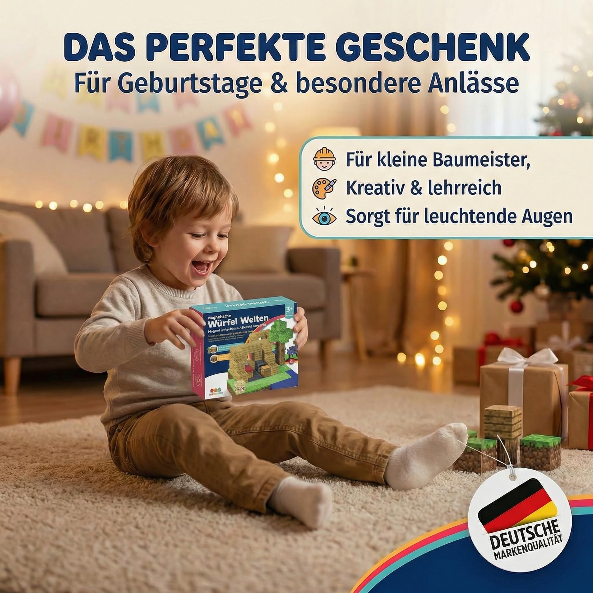 Magnetische Bausteine - enthält 95 Magnetbausteine im Stil Einer Mine, unabhängig laborgeprüft, fördert Kreativität, Flexible Bauweise, Kinder ab 3 Jahren