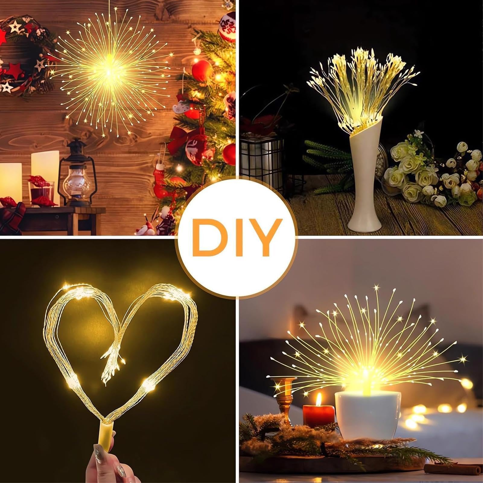 Generico Stringhe di lucine impermeabili, lucine di Natale,Lucine con 8 modelli di lucine - Design con gancio impermeabile per luci di Natale con telecomando per decorazioni festive