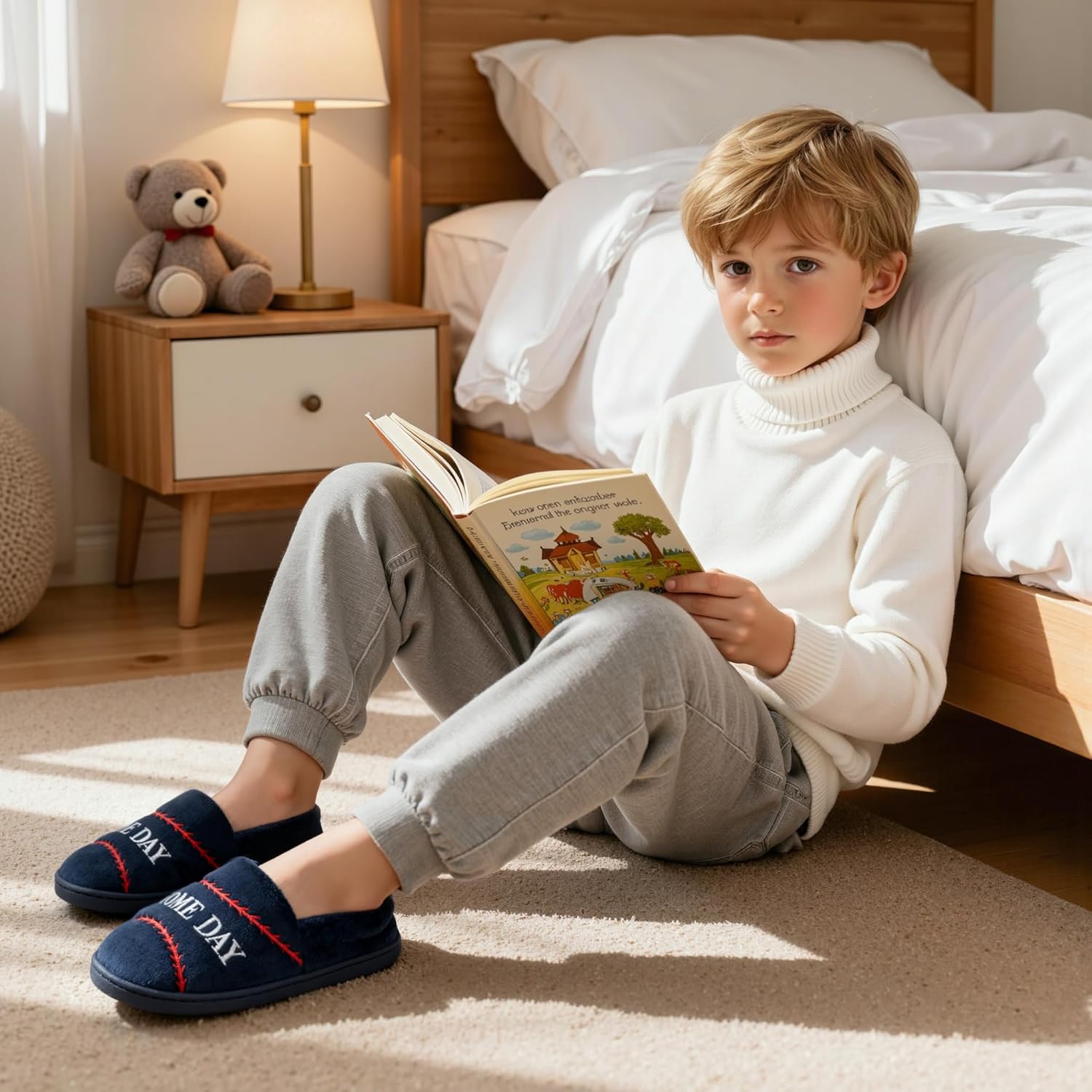 INMINPIN Kids Toddler Ball Sports Slippers Girls Boys Cozy Warm House Shoes Memory Foam Non-Slip Indoor Outdoor Slippers for Sports Fan (Toddler/Little Kid/Big Kid) - Image 2