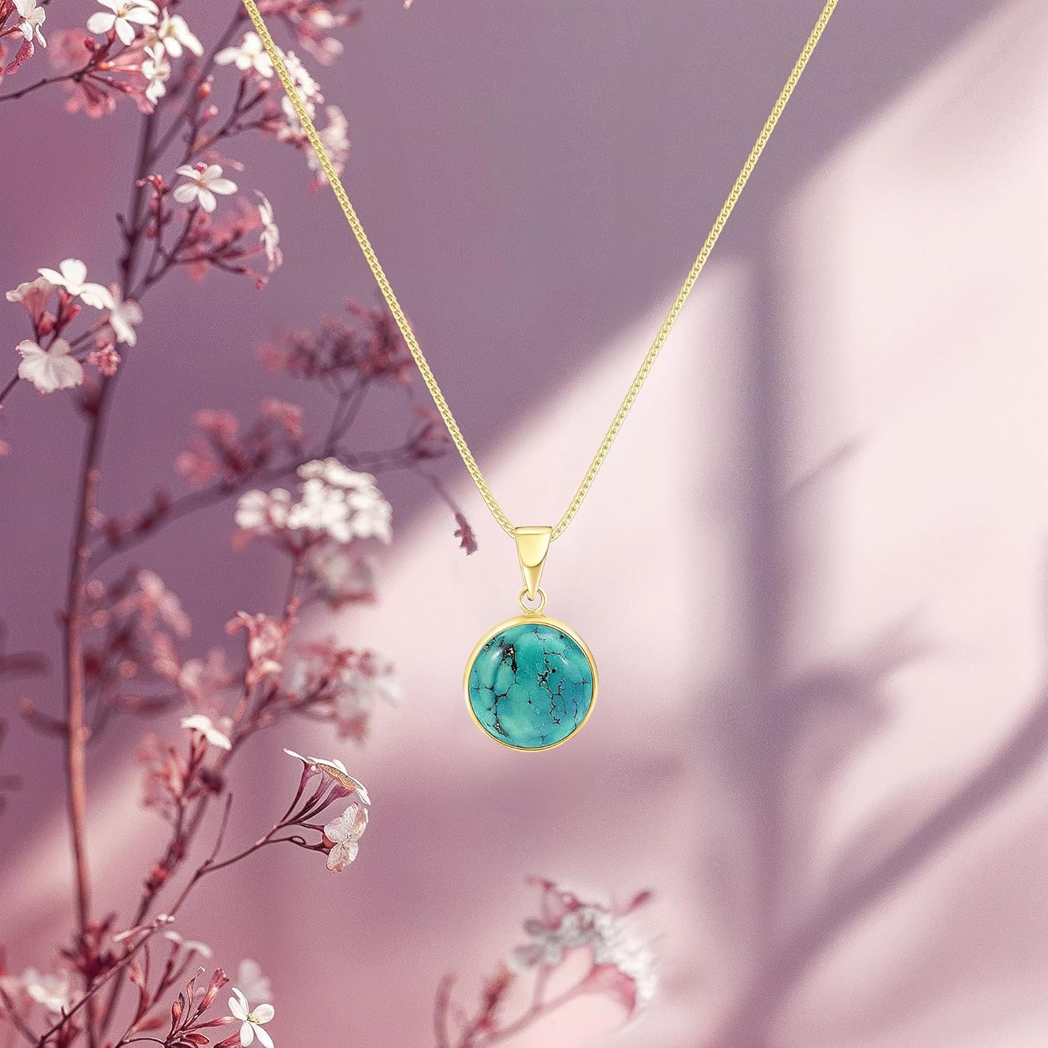 14K Gold Gemstone Necklaces for Women - Solid Gold Necklace - Gemstone Pendant - Gold Pendant Necklace - Birthday Necklace - Minimalist Jewelry - Gemstone Jewelry for Women - Image 4