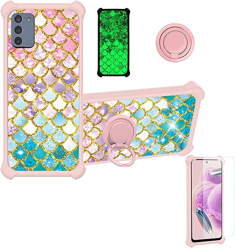 Miniatura 10 de jioeuinly ATT Calypso 3 - Funda compatible con ATT Calypso 3 funda de teléfono Cricket Debut Smart 2022 PC duro  silicona suave Soporte de anillo de