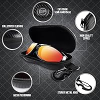 Vista 4 de BLUPOND Estuche de gafas de sol semi duro EVA Shell con gancho colgante de metal clip cinturón almacenamiento gafas de sol