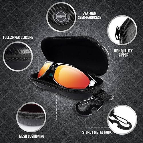 Miniatura 4 de BLUPOND Estuche de gafas de sol semi duro EVA Shell con gancho colgante de metal clip cinturón almacenamiento gafas de sol