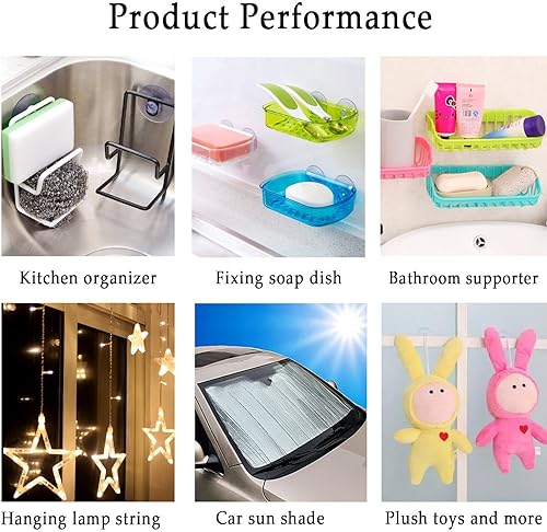 Miniatura 4 de Whaline 30 paquetes de almohadillas de plástico con ventosa sin ganchos, transparentes, 3 tamaños, 1.772 in, 1.181 in, 0.787 in