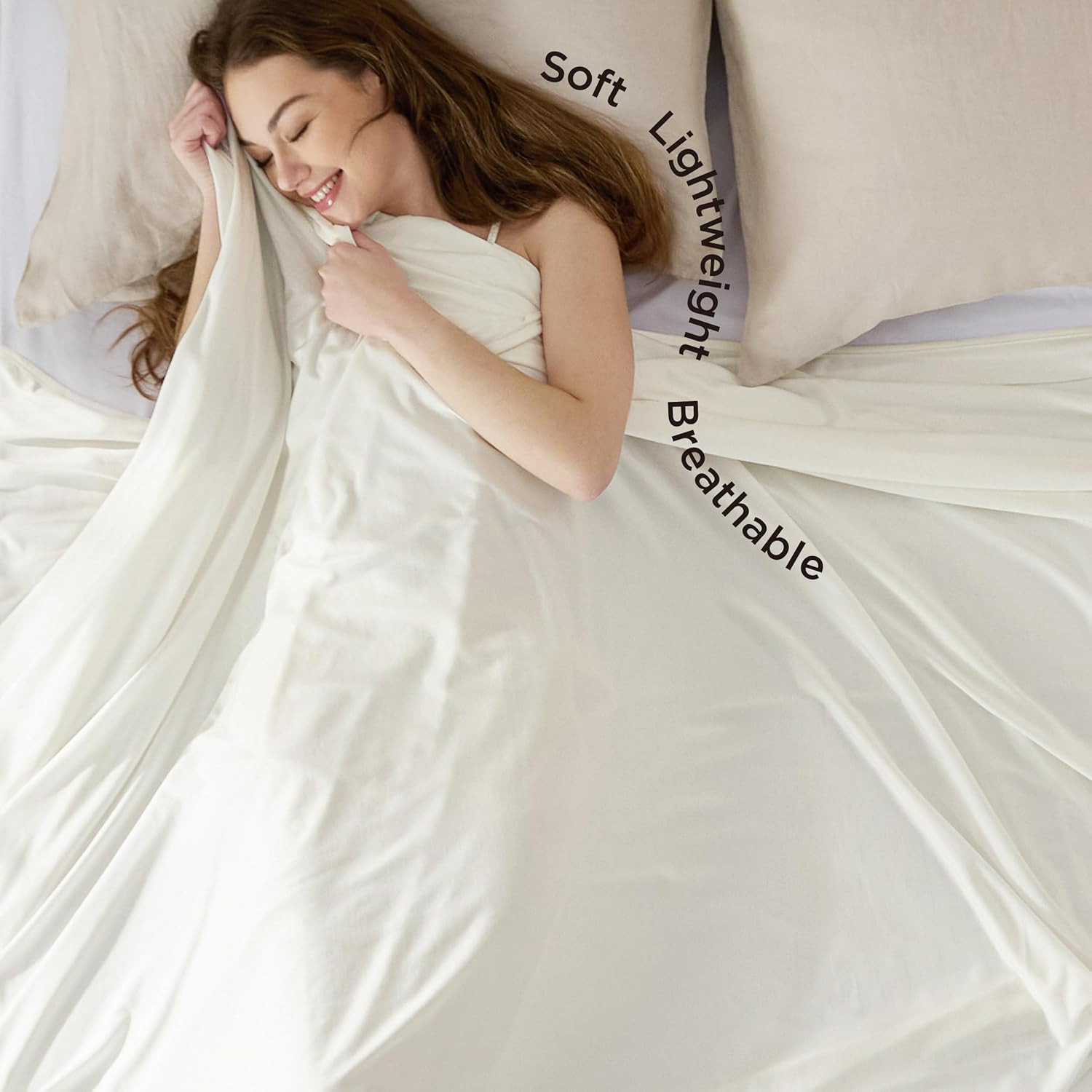 Bedsure Off White Cooling Blanket for Hot Sleepers - Summer Cold Throw Blanket for Bed, Arc-Chill Lightweight Summer Bedding, Cool Thin Ice Cold Cooled Throws with Rayon Derived from Bamboo, 50x70