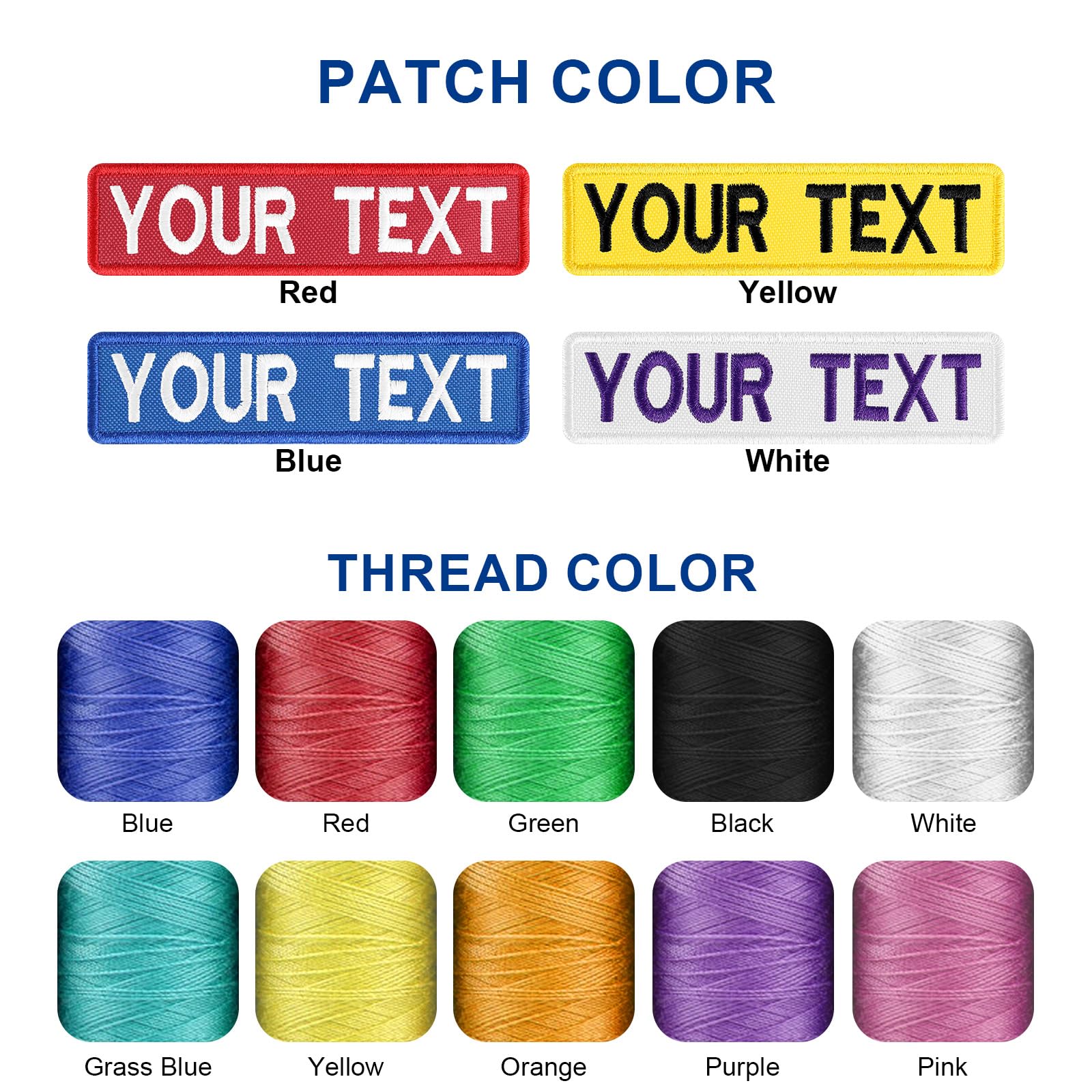 2-Piece Custom Name Patches - Personalized Embroidery Text Iron-On Patches For Clothing & Gear