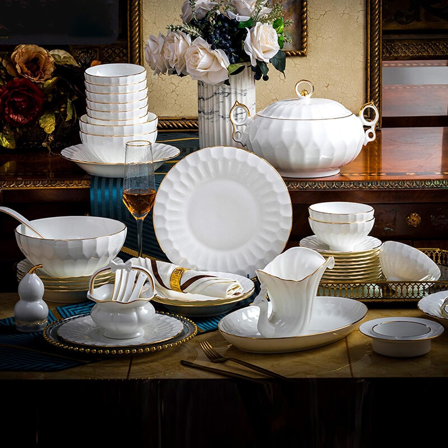 Fine Dinner Set,Dinner plate Ceramics Dinner Set, 50