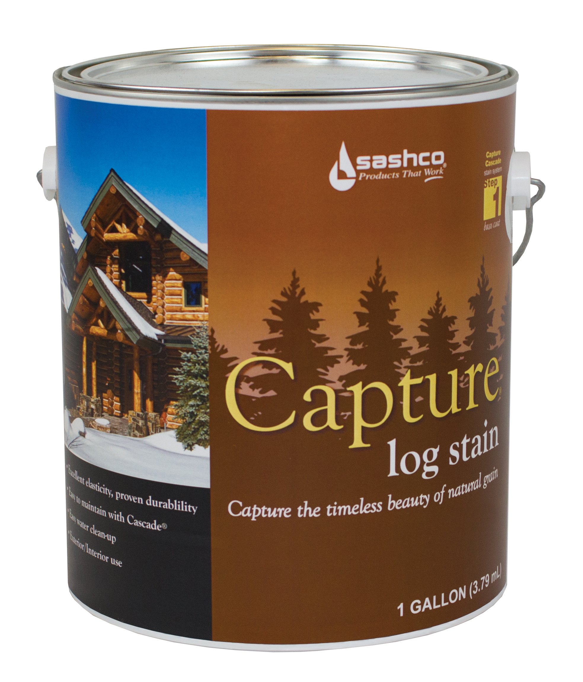 Sashco Capture Capture Log Stain, 1 Gallon Pail, Mahogany (Pack of 1)