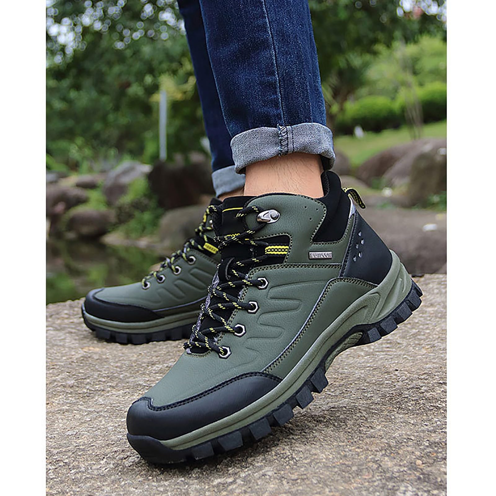 Chaussures de marche d'extérieur décontractées à lacets pour homme, chaussures de randonnée à semelle robuste pour trekking, camping et voyage