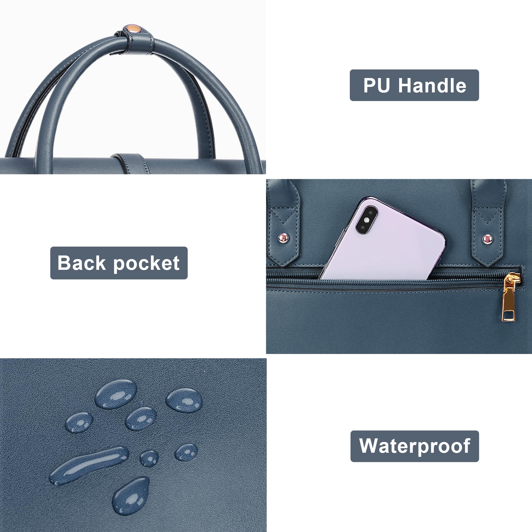 MOSISO Laptop Bolsa para Mujeres, 15 Inch Cuero PU Portátil Bolsa Hombro Convertible a Mochila,15,6-16 Pulgadas Messenger Bolso Trabajo Casual Maletín Viaje Computer Bolsa con Bowknot,Azul Pavo Real