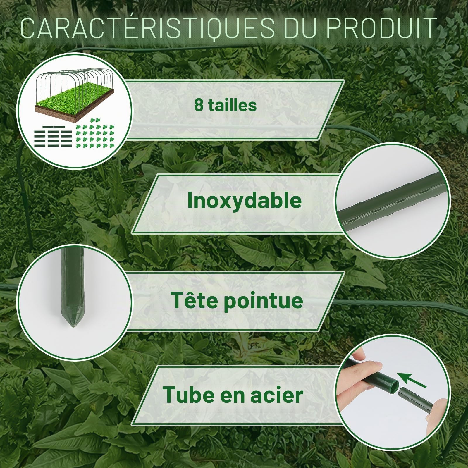 EXLECO 12Pcs Cadre de Serre de Jardin avec Clips Arceau de Jardin Kit de Maison de Cerceau de Jardin Cerceau pour Tunnel Jardin 90 x 80 cm Arceau pour Serre Tunnel Cerceau pour Tunnel de Croissance