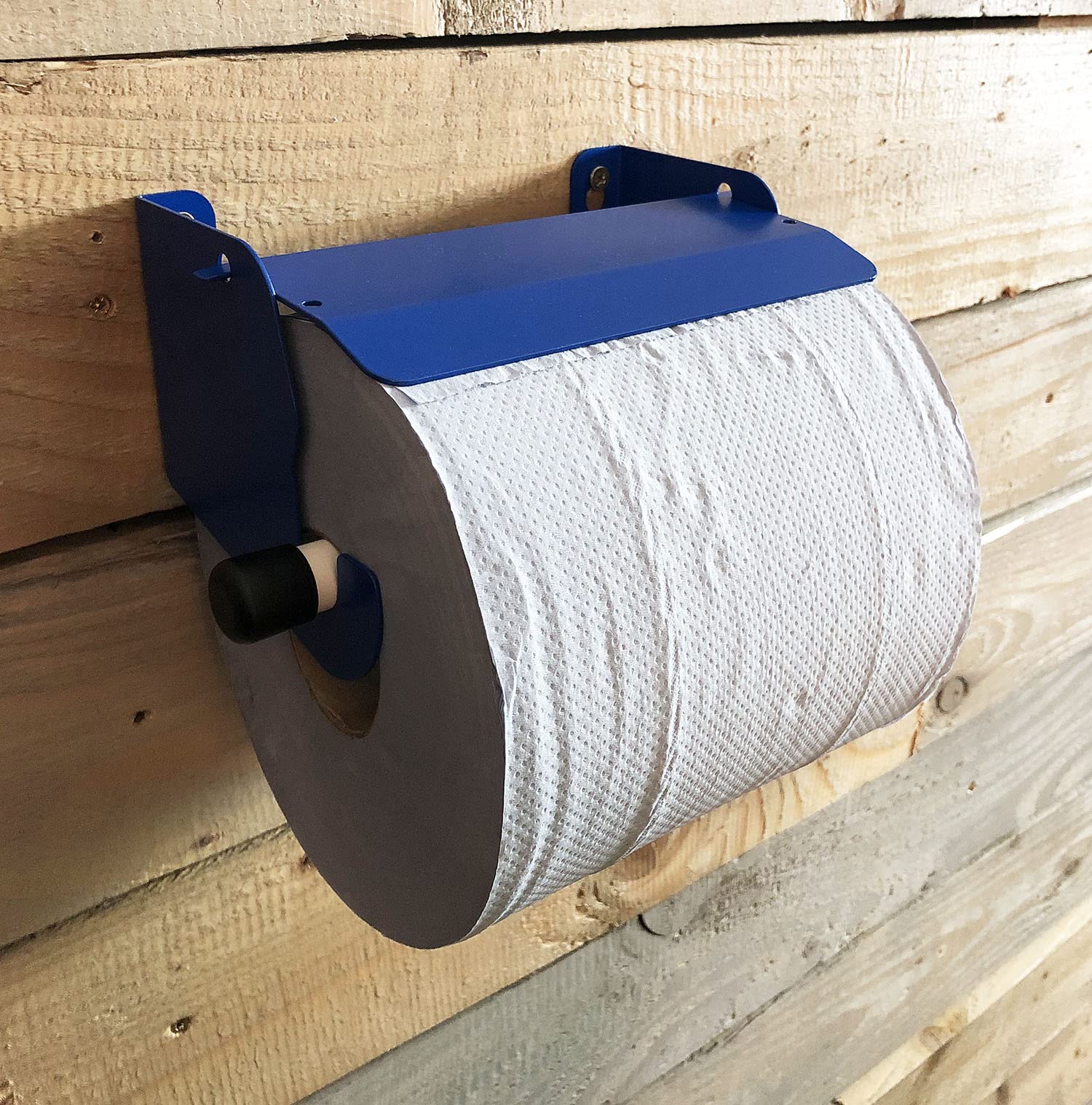Dispensador de papel y rollo azul con freno