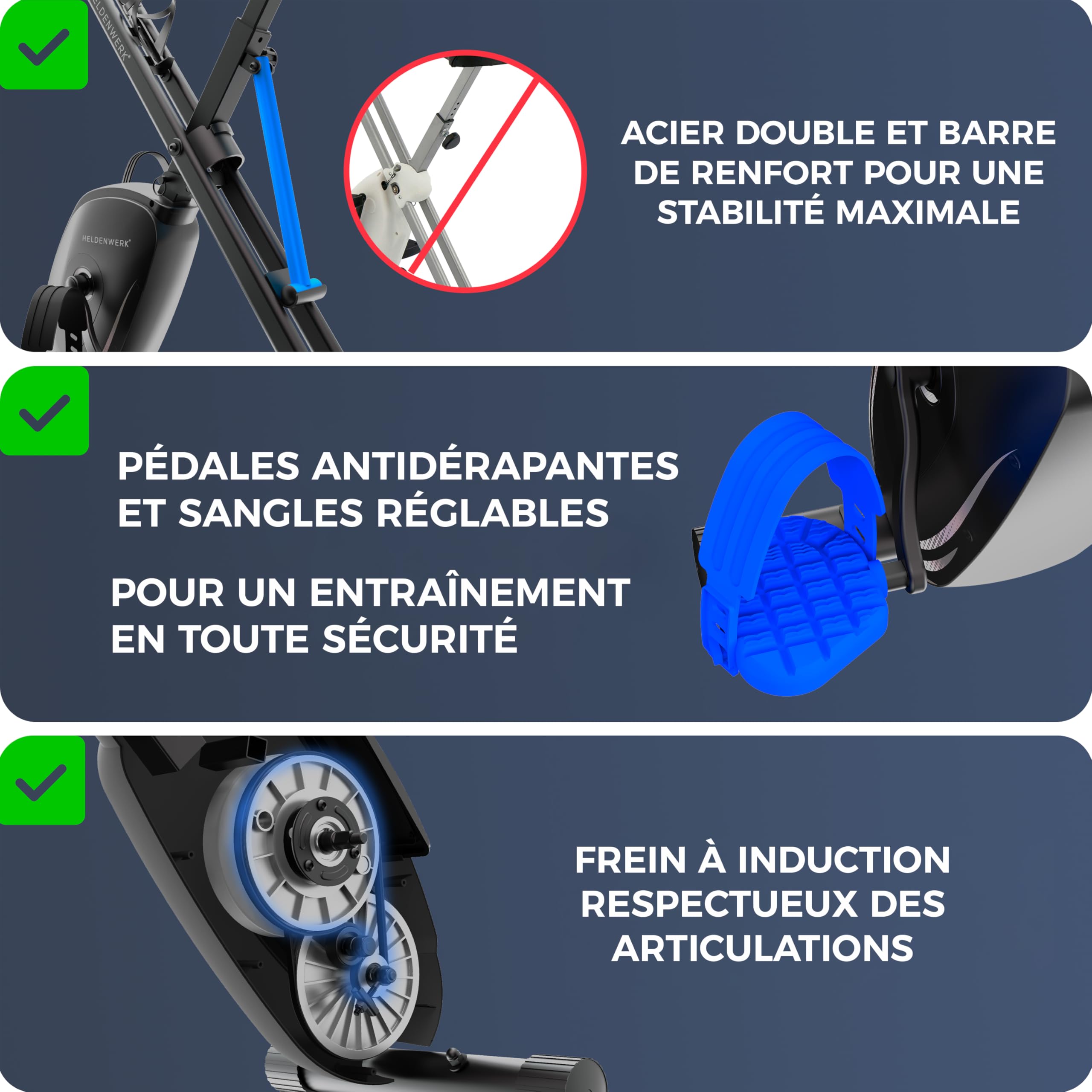 Vélo d’appartement pliable Set NEUF 2025 – silencieux & confortable [Selle confort FlexiFoam] – charge maximale 150 kg – velo d appartement certifié TÜV GS – vélo appartement pliant pour la maison