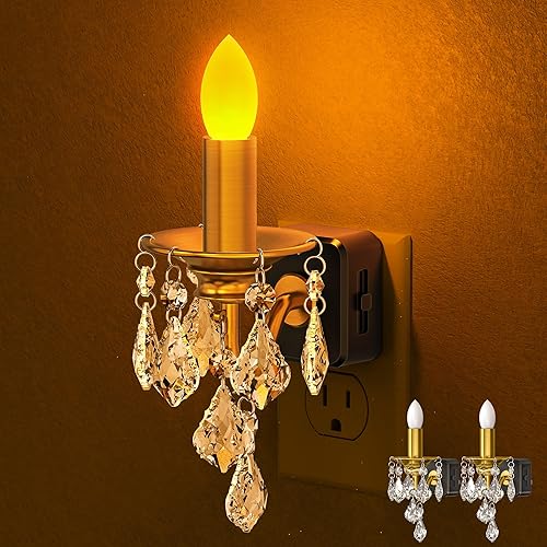 Miniatura 10 de Briignite - Luz nocturna de vela enchufable [paquete de 2], luces nocturnas vintage enchufables en la pared, luz nocturna LED con sensor de luz de